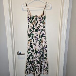 Shore  Green and Purple Floral Midi Dress